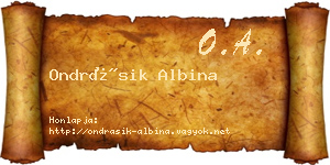 Ondrásik Albina névjegykártya
